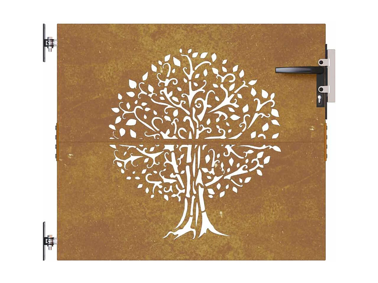 Cancello da giardino 85x75 cm in acciaio corten con disegno ad albero