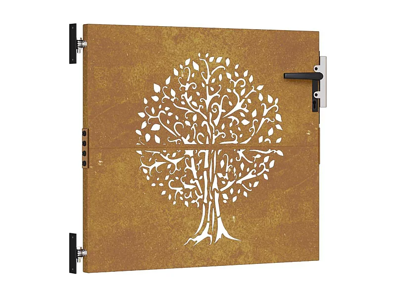 Cancello da giardino 85x75 cm in acciaio corten con disegno ad albero