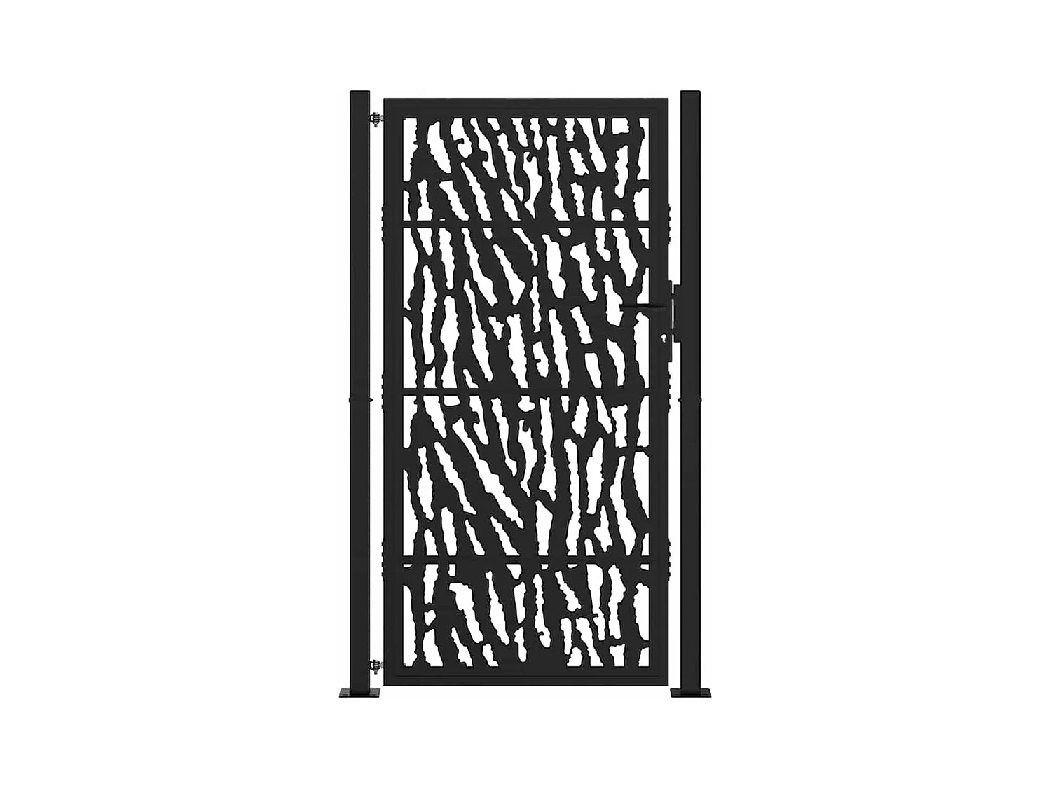 Puerta de jardín negra 105x180 cm diseño de líneas en acero