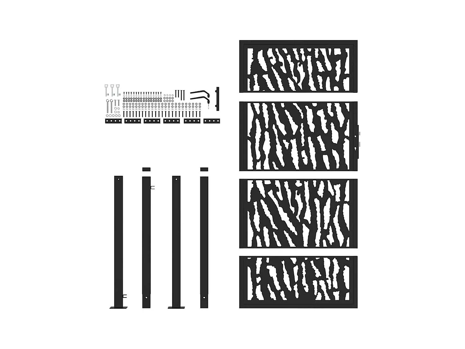 Puerta de jardín negra 105x180 cm diseño de líneas en acero