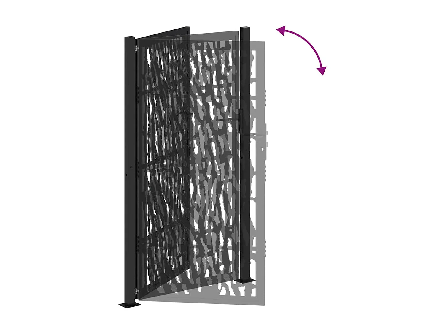 Puerta de jardín negra 105x180 cm diseño de líneas en acero