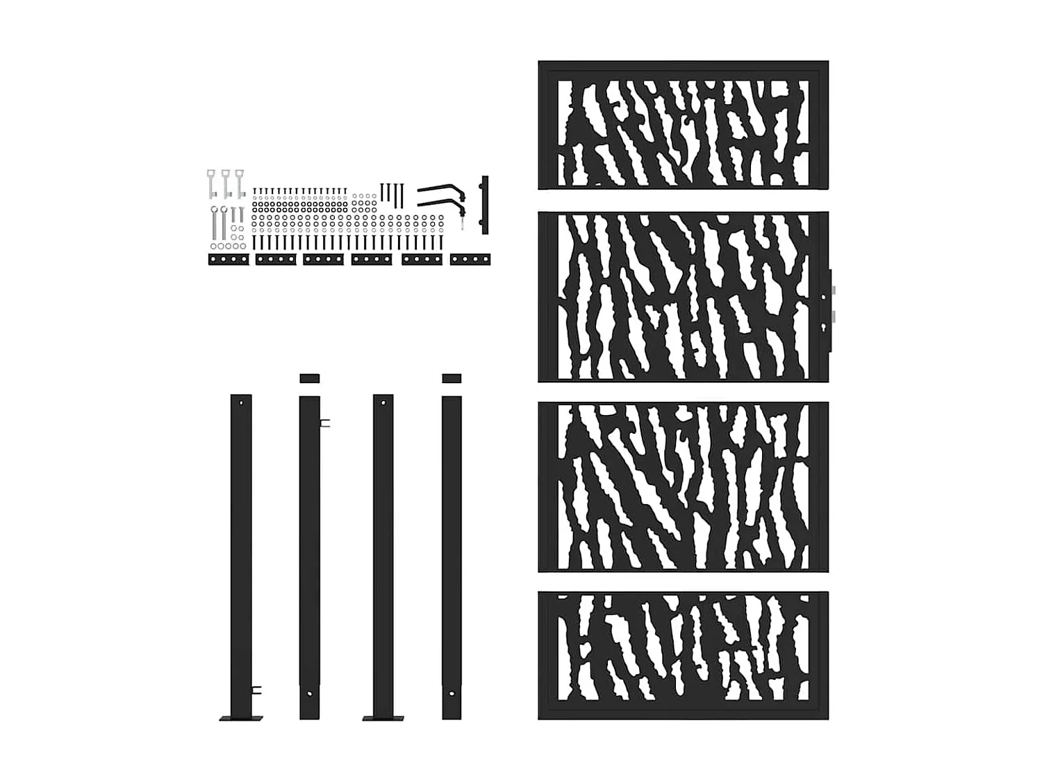 Cancello da giardino nero 105x180 cm in acciaio design linee