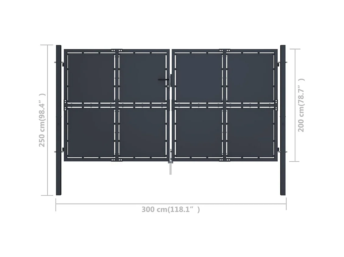 Puerta de jardín de acero 300 x 200 cm Antracita