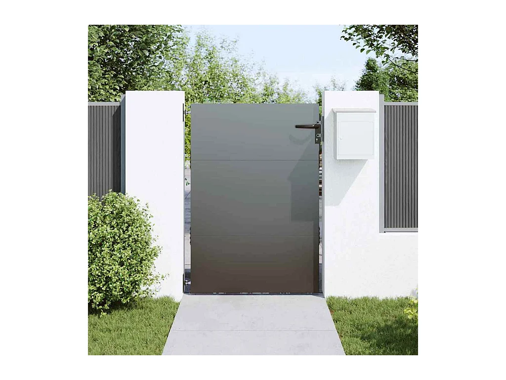 Porte de Jardin Noir 105 x 125 cm Acier peint par poudre