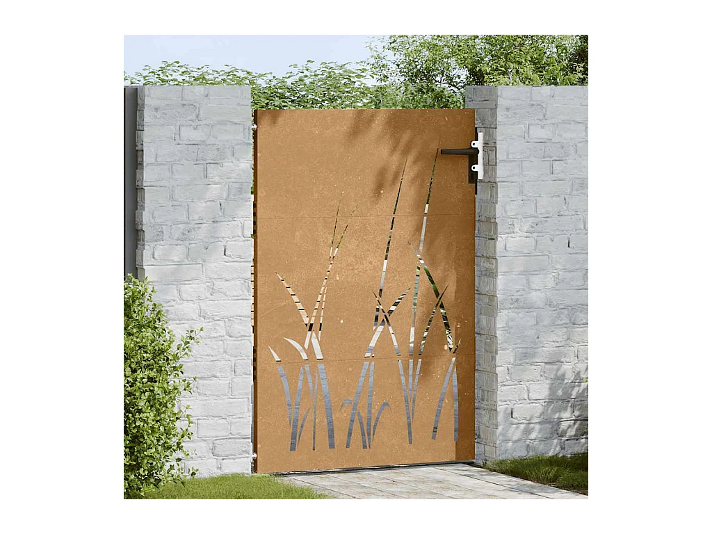 Tuinpoort 85x125 cm cortenstaal grasdesign
