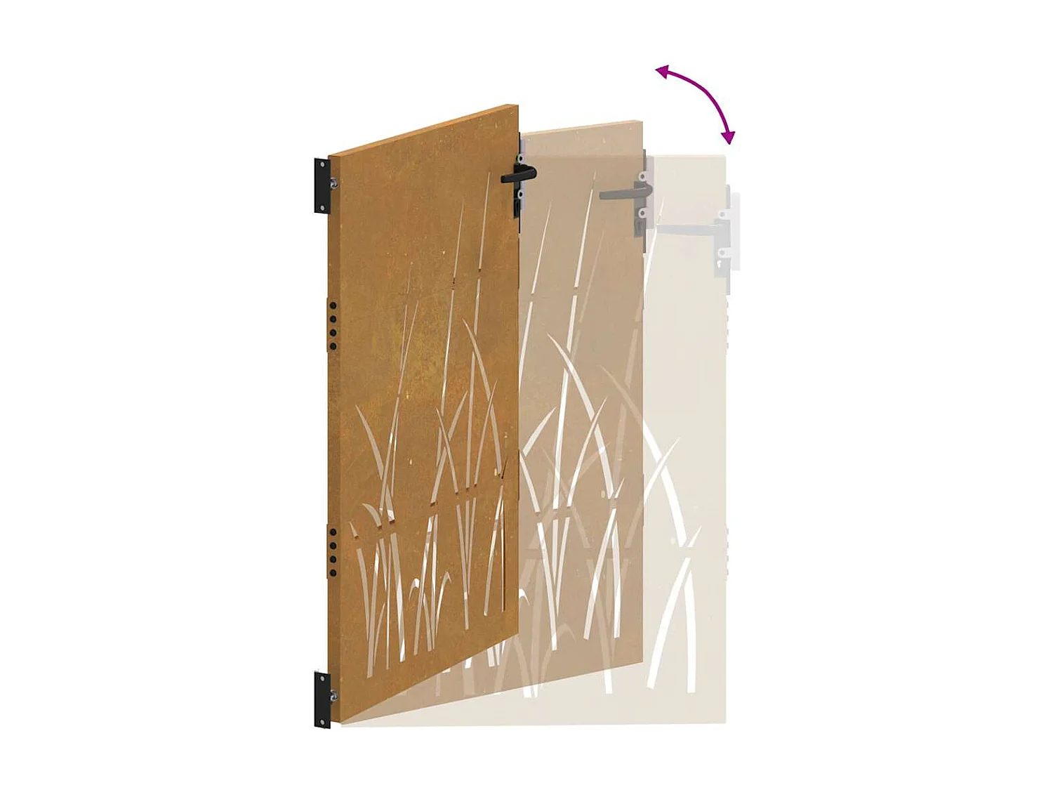 Cancello da giardino 85x125 cm in acciaio corten design erba