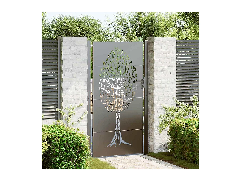 Porte de Jardin Noir 105 x 200 cm Acier peint par poudre