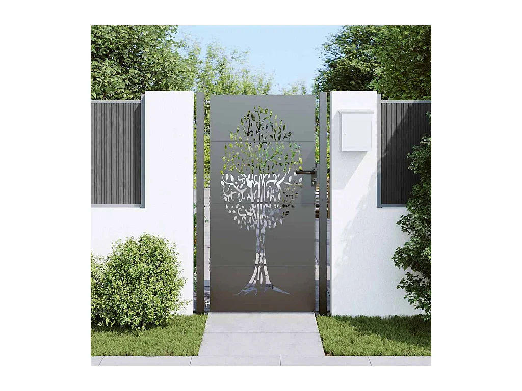 Porte de Jardin Noir 105 x 200 cm Acier peint par poudre