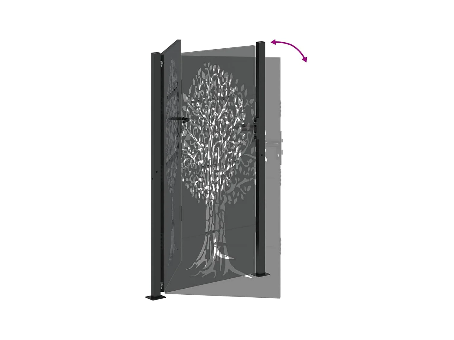 Porte de Jardin Noir 105 x 200 cm Acier peint par poudre