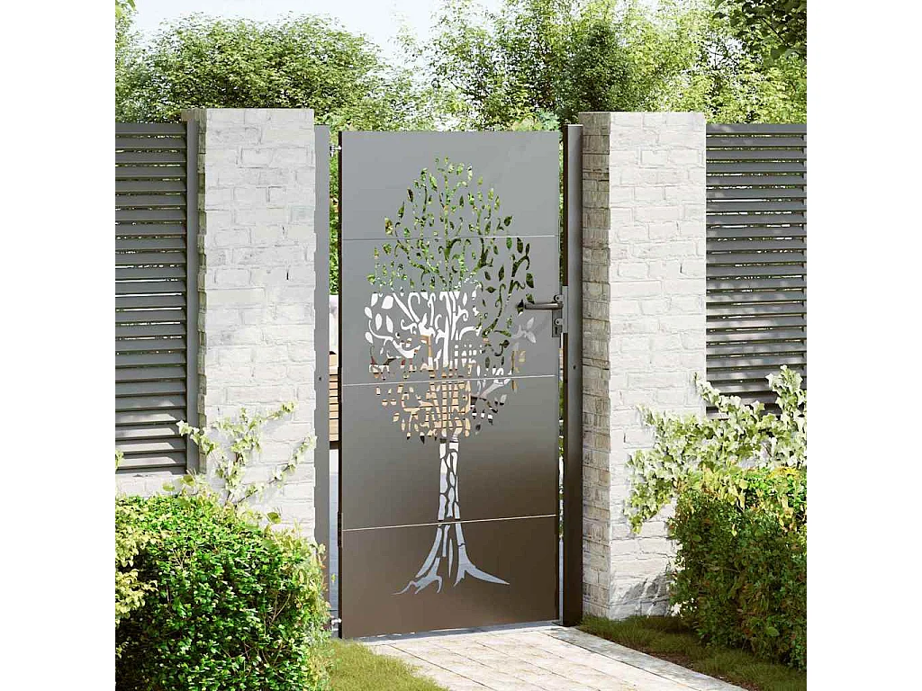 Porte de Jardin Noir 105 x 200 cm Acier peint par poudre