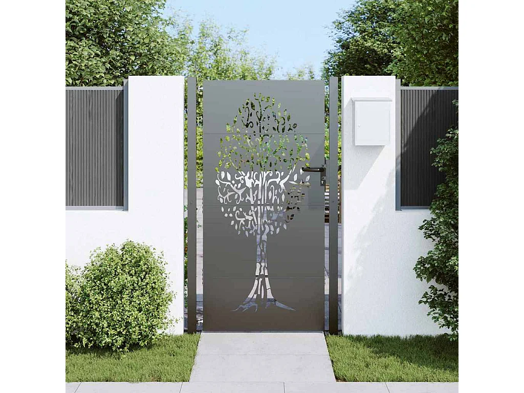 Porte de Jardin Noir 105 x 200 cm Acier peint par poudre