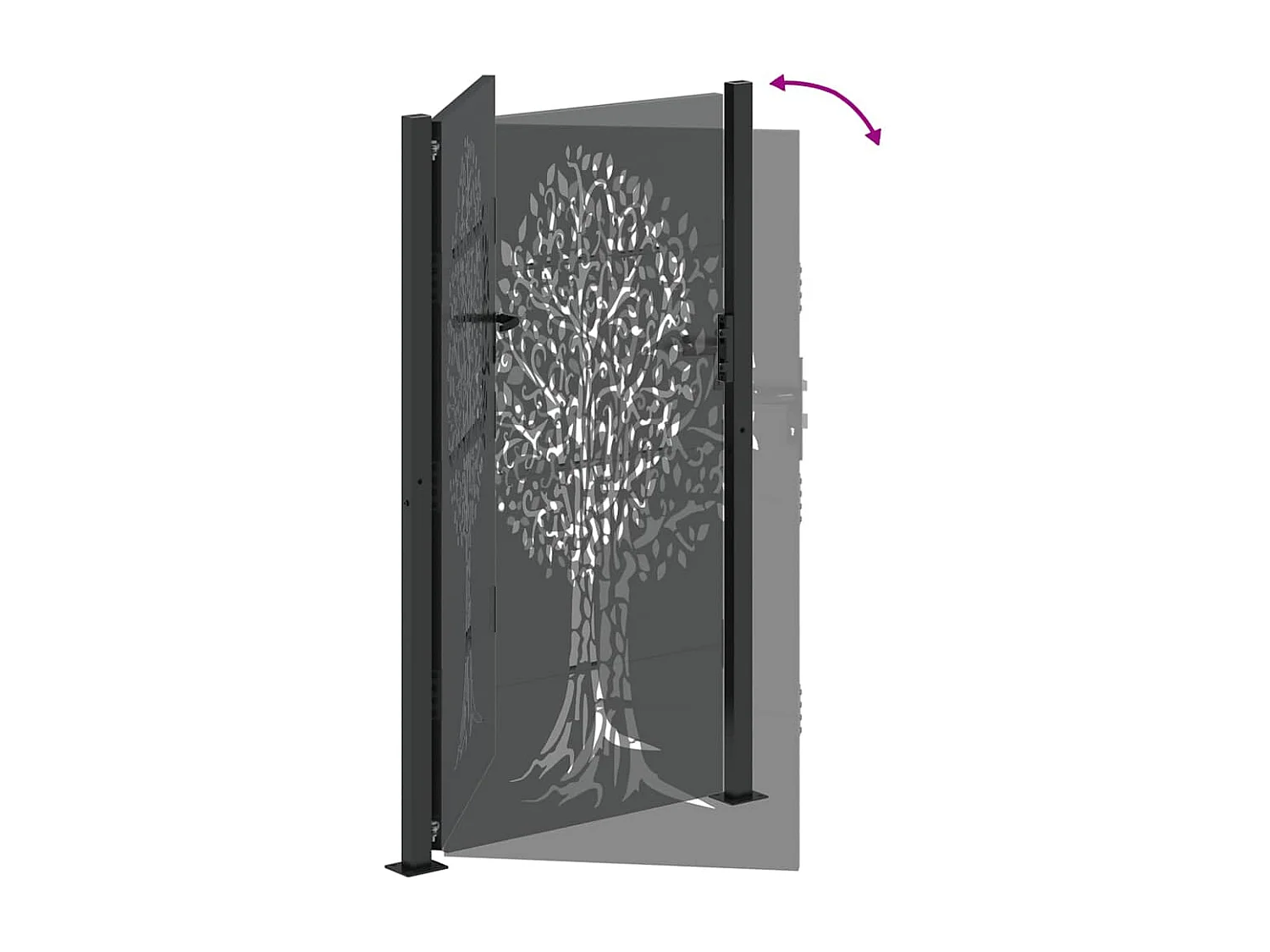 Porte de Jardin Noir 105 x 200 cm Acier peint par poudre