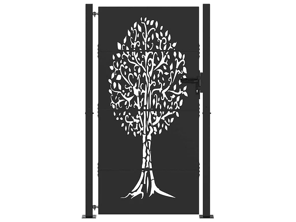 Porte de Jardin Noir 105 x 200 cm Acier peint par poudre