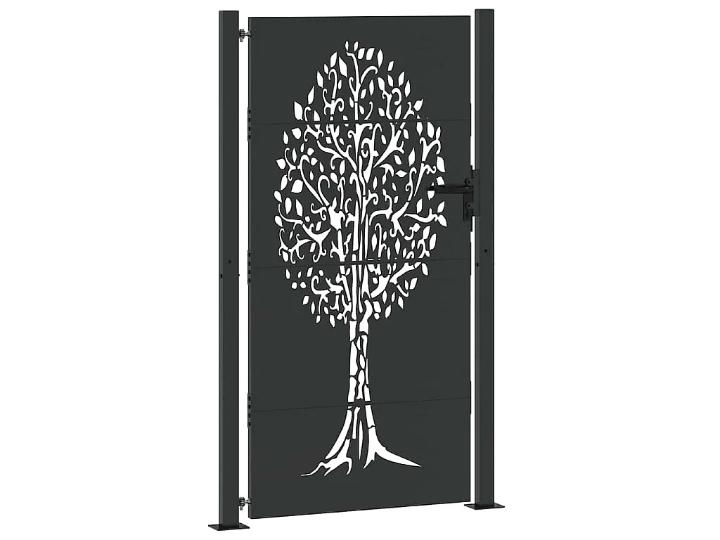 Porte de Jardin Noir 105 x 200 cm Acier peint par poudre