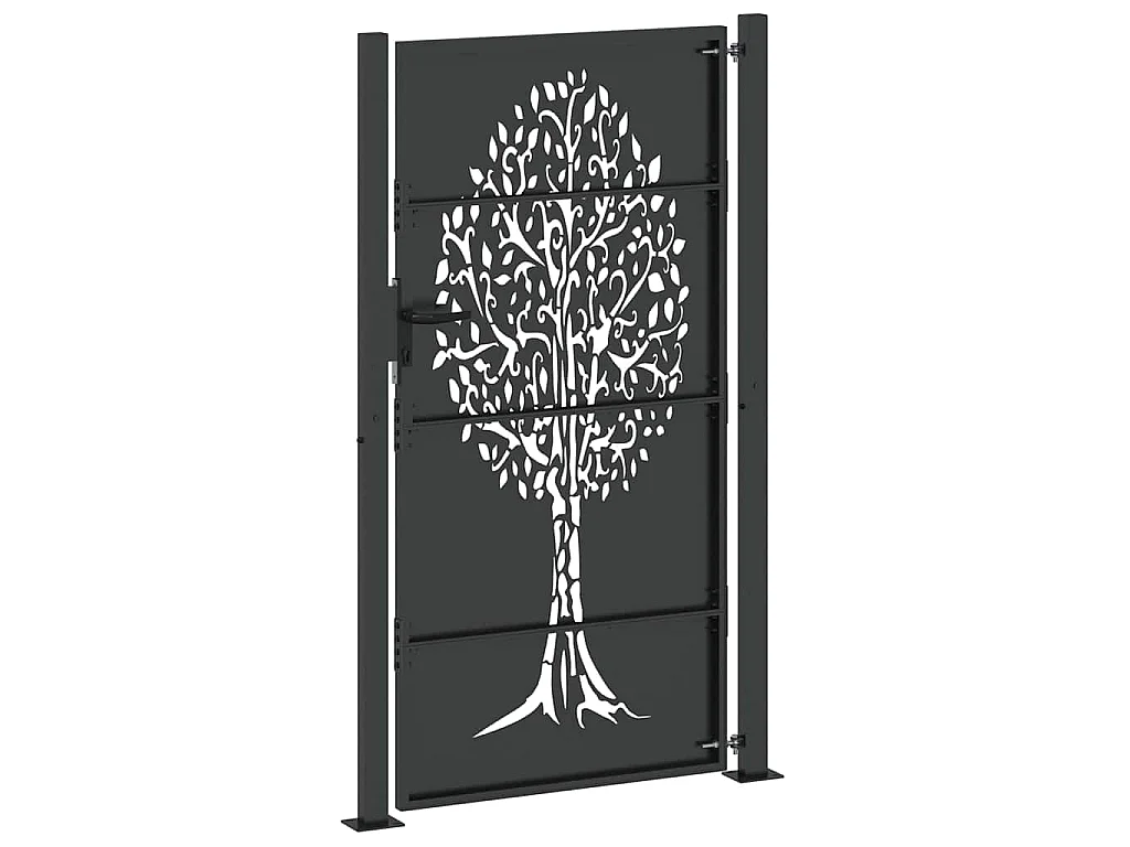 Porte de Jardin Noir 105 x 200 cm Acier peint par poudre