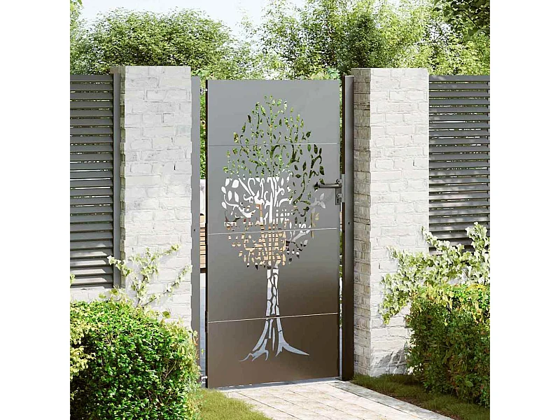 Porte de Jardin Noir 105 x 200 cm Acier peint par poudre