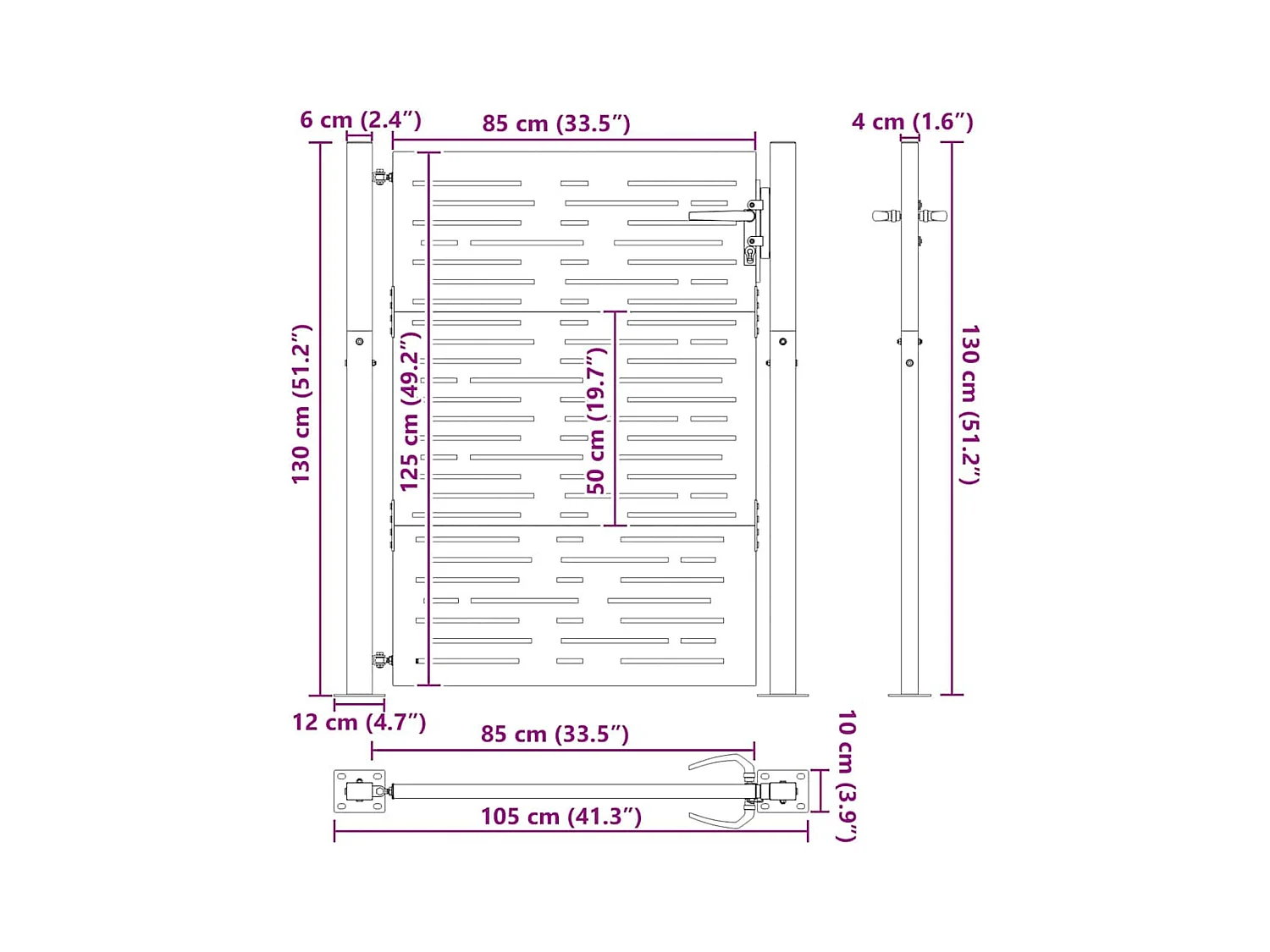Cancello da giardino, Cancello da giardino 105x75 cm Design quadrato in acciaio Corten