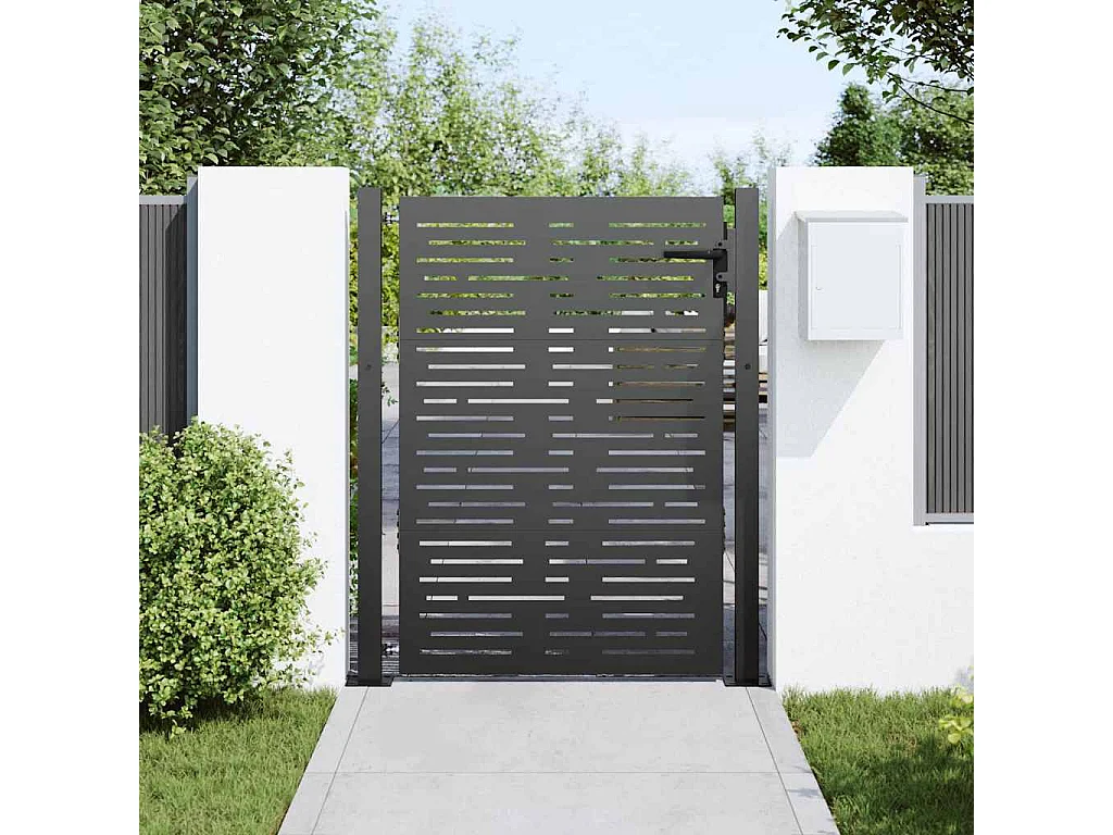 Porte de Jardin, Portail de Jardin 105x75 cm Design Carré en Acier Corten