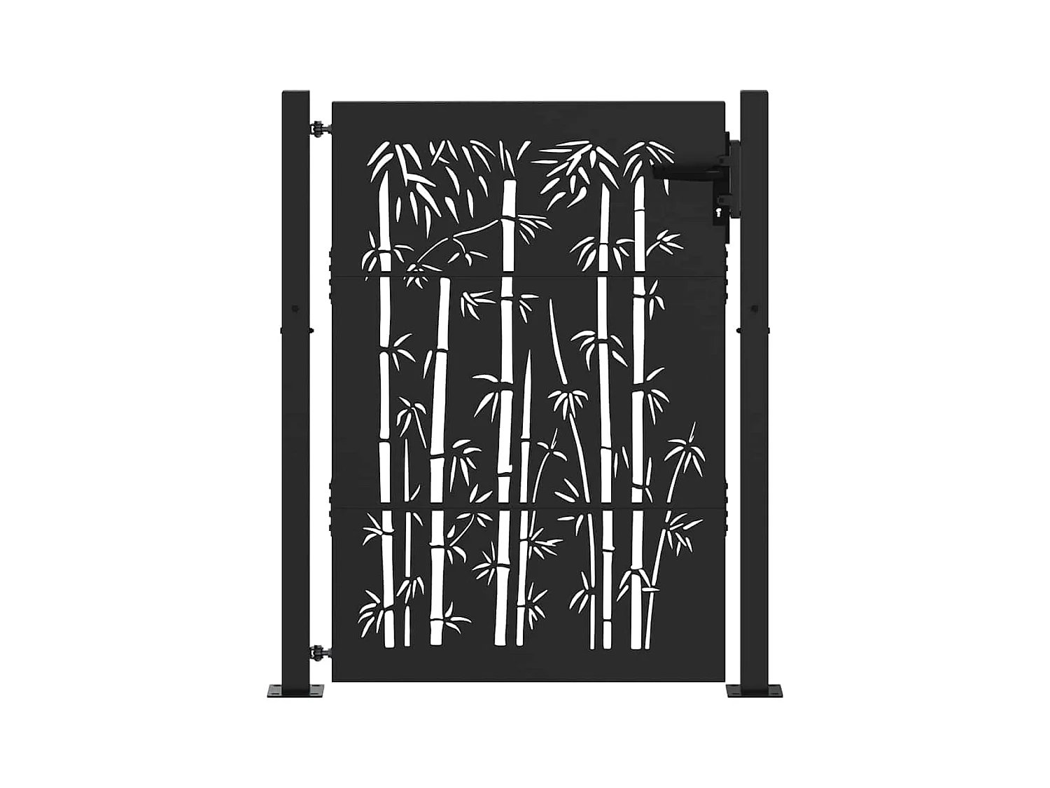 Cancello da giardino, Cancello da giardino 105x75 cm Design in acciaio Corten e bambù