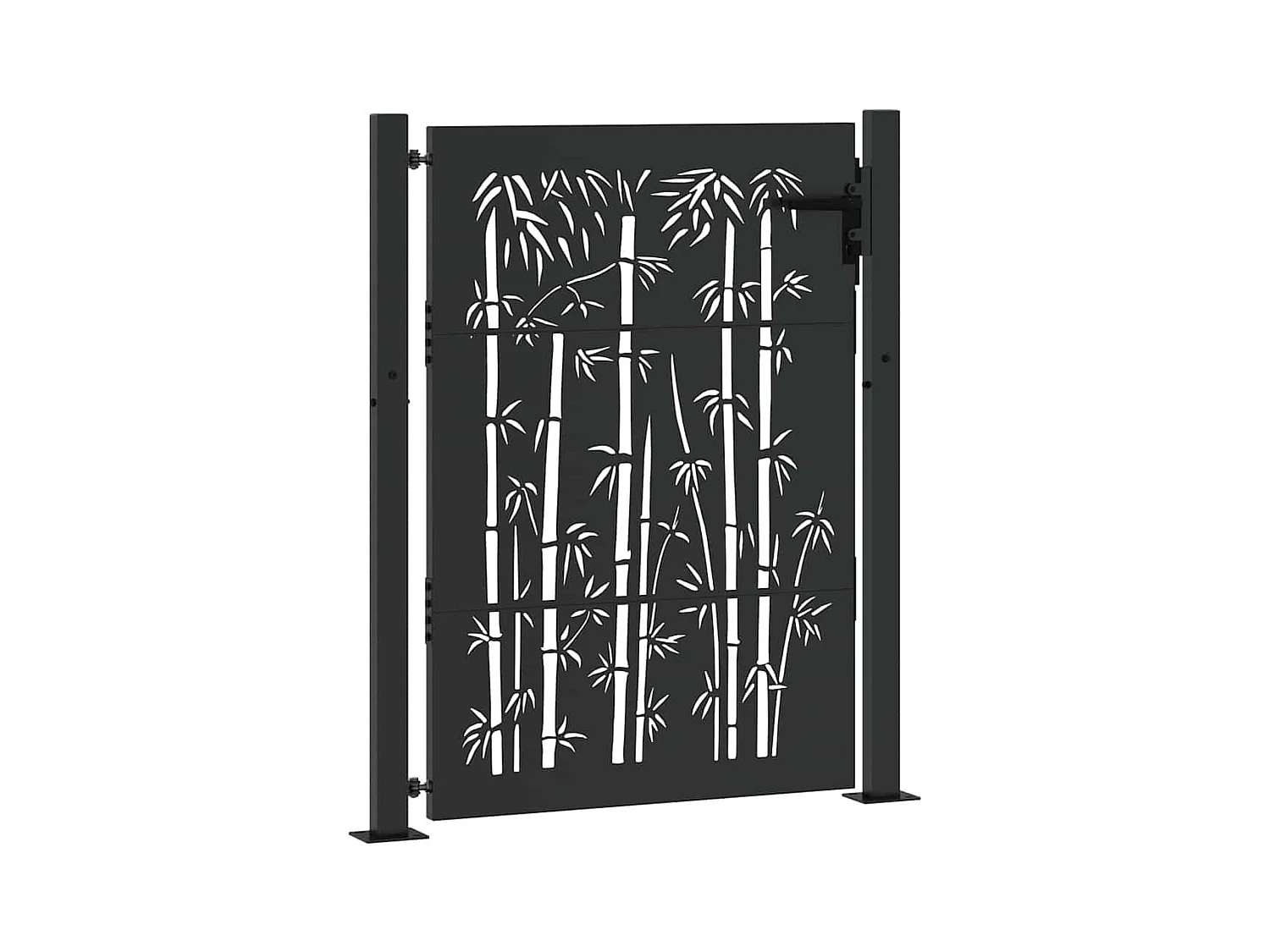 Porte de Jardin, Portail de Jardin 105x75 cm Design en Acier Corten et Bambou