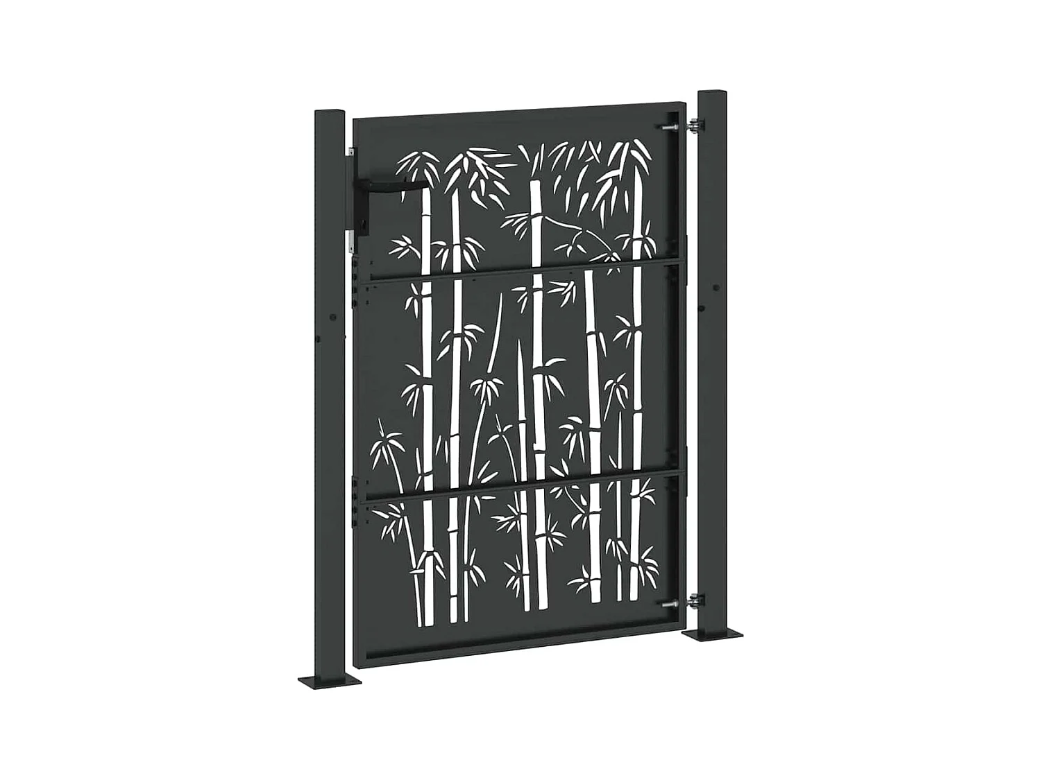 Porte de Jardin, Portail de Jardin 105x75 cm Design en Acier Corten et Bambou