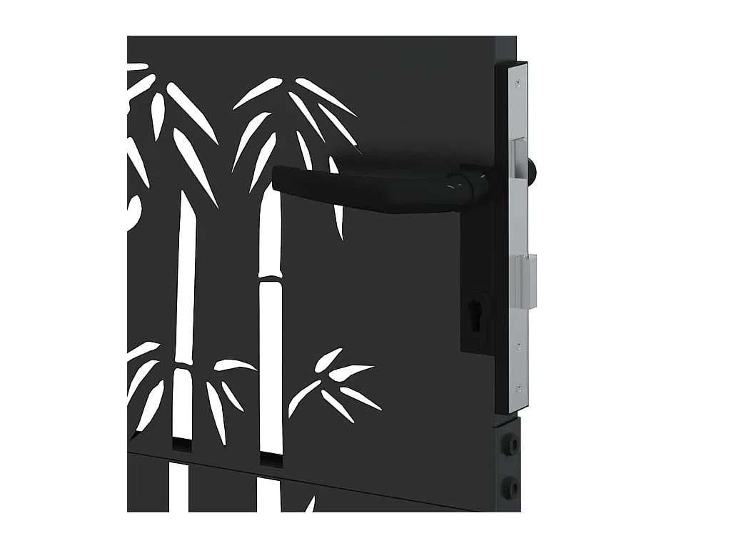 Porte de Jardin, Portail de Jardin 105x75 cm Design en Acier Corten et Bambou