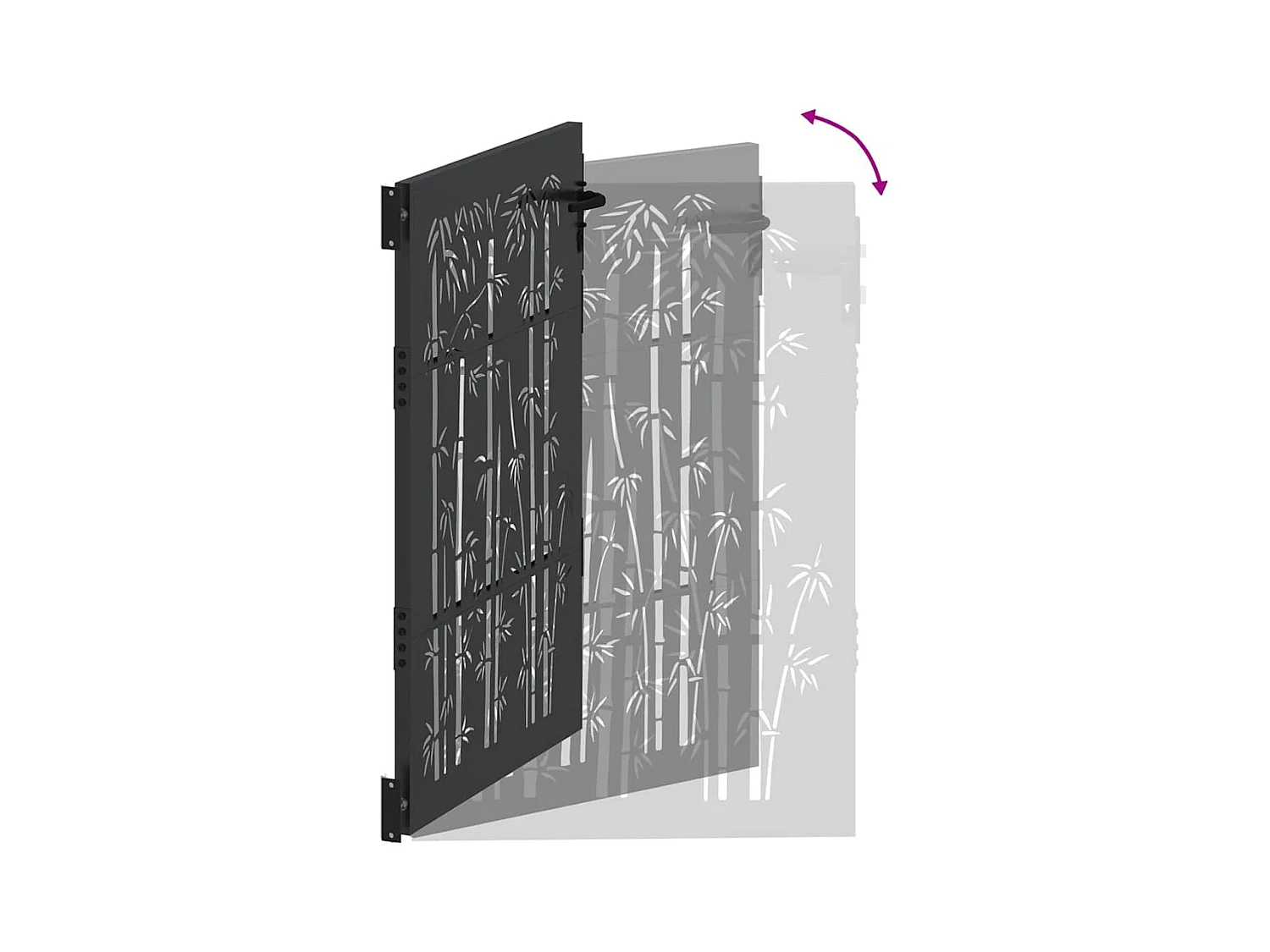 Porte de Jardin, Portail de Jardin 105x75 cm Design en Acier Corten et Bambou