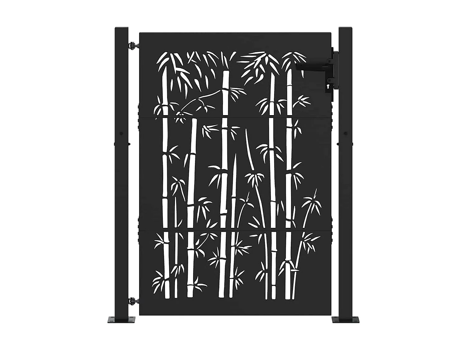Porte de Jardin, Portail de Jardin 105x75 cm Design en Acier Corten et Bambou