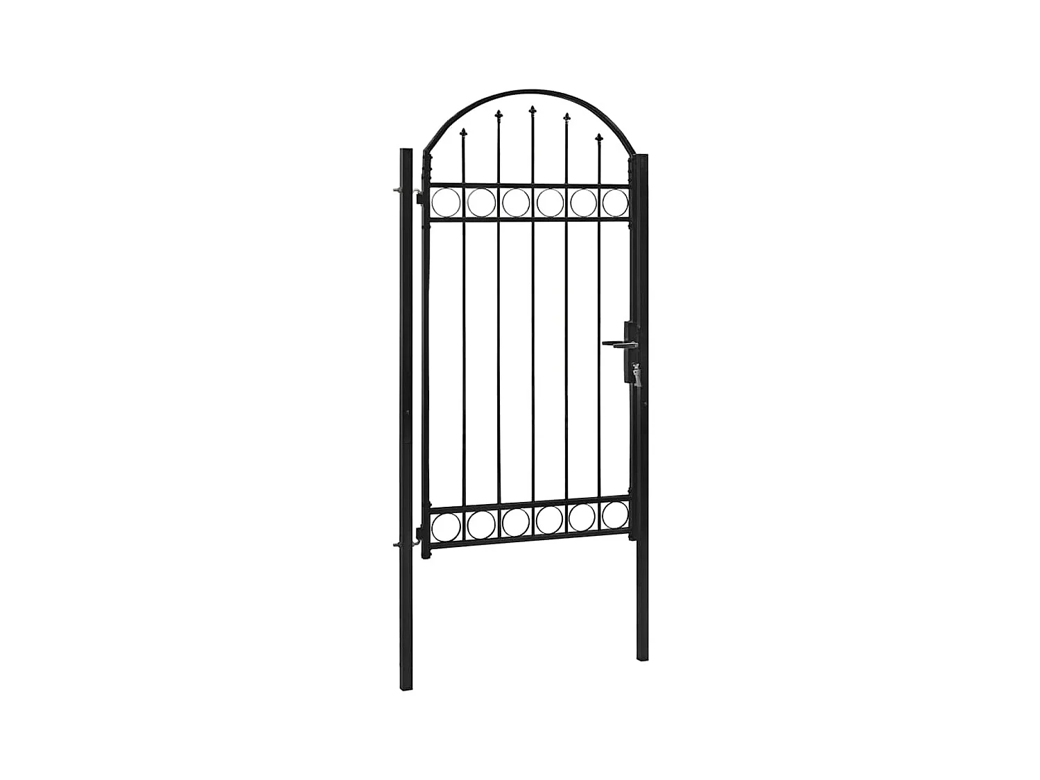 Tuinpoort met gebogen bovenkant Staal 100x250 cm Zwart