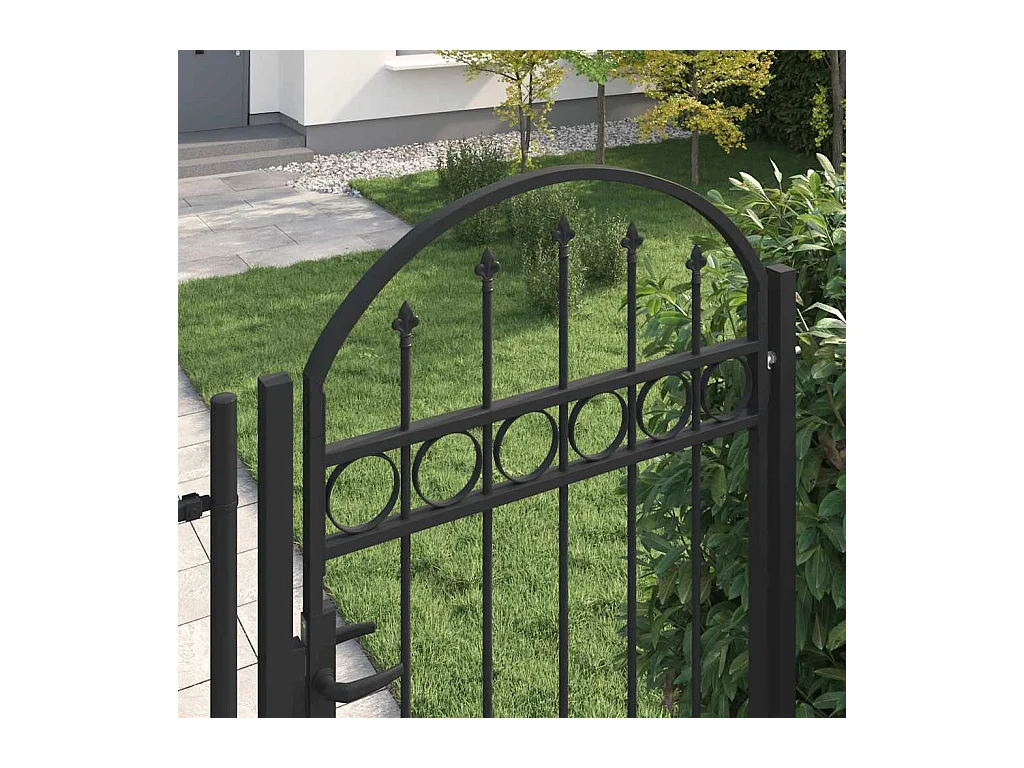 Tuinpoort met gebogen bovenkant Staal 100x250 cm Zwart