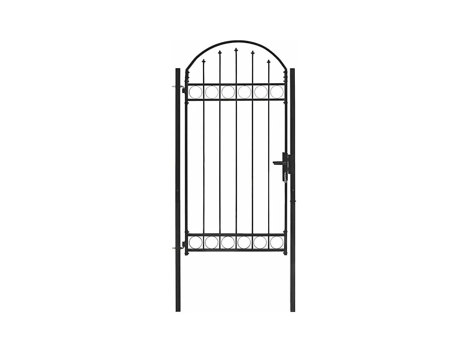 Tuinpoort met gebogen bovenkant Staal 100x250 cm Zwart