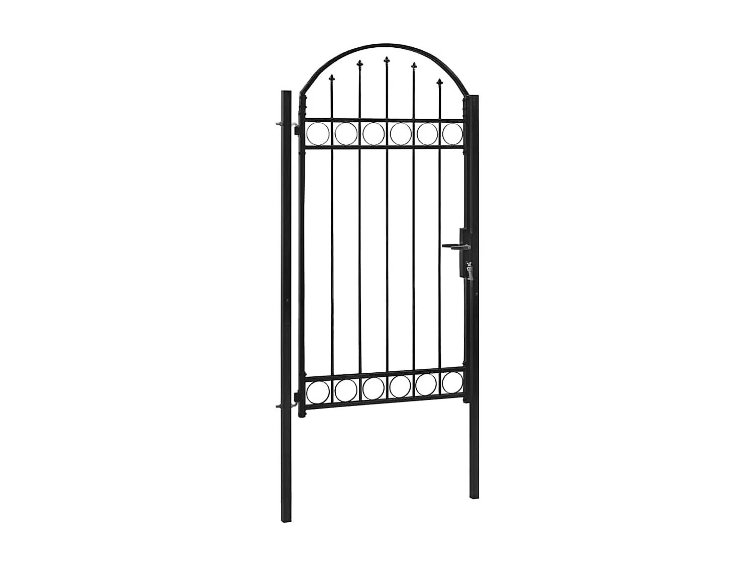 Cancello da giardino con parte superiore arcuata Acciaio 100x250 cm Nero
