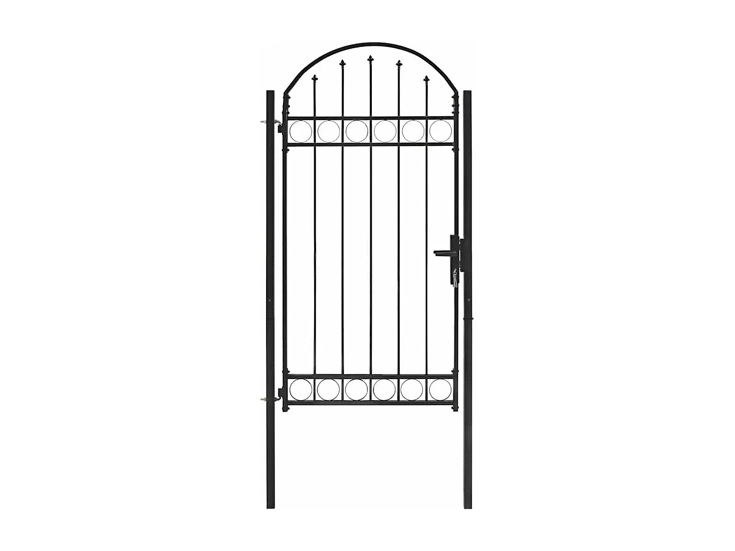 Cancello da giardino con parte superiore arcuata Acciaio 100x250 cm Nero