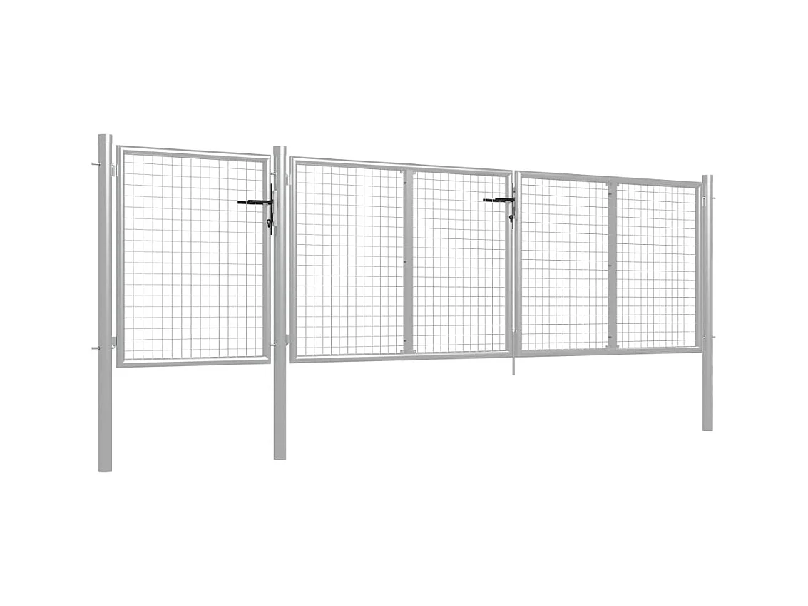 Puerta de jardín de acero 400 x 100 cm color plata