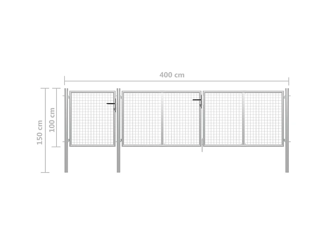 Puerta de jardín de acero 400 x 100 cm color plata