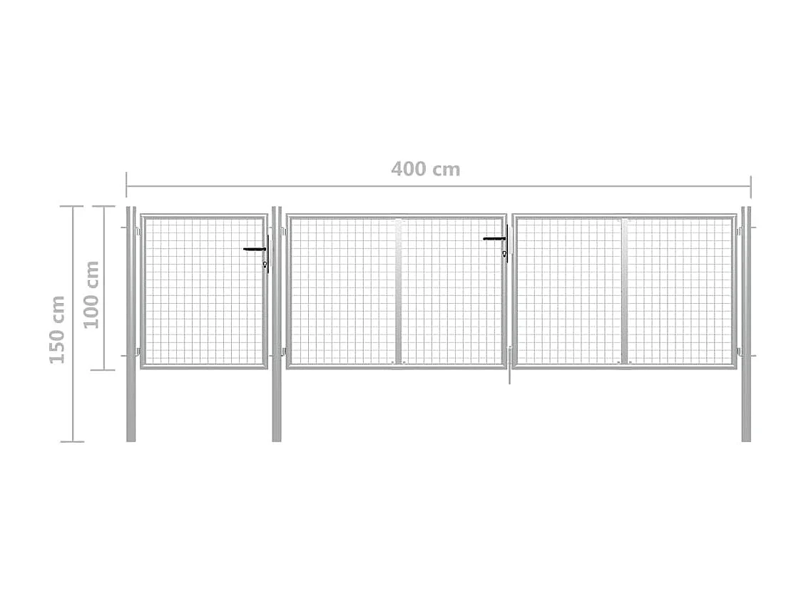 Cancello da giardino in acciaio 400 x 100 cm argento