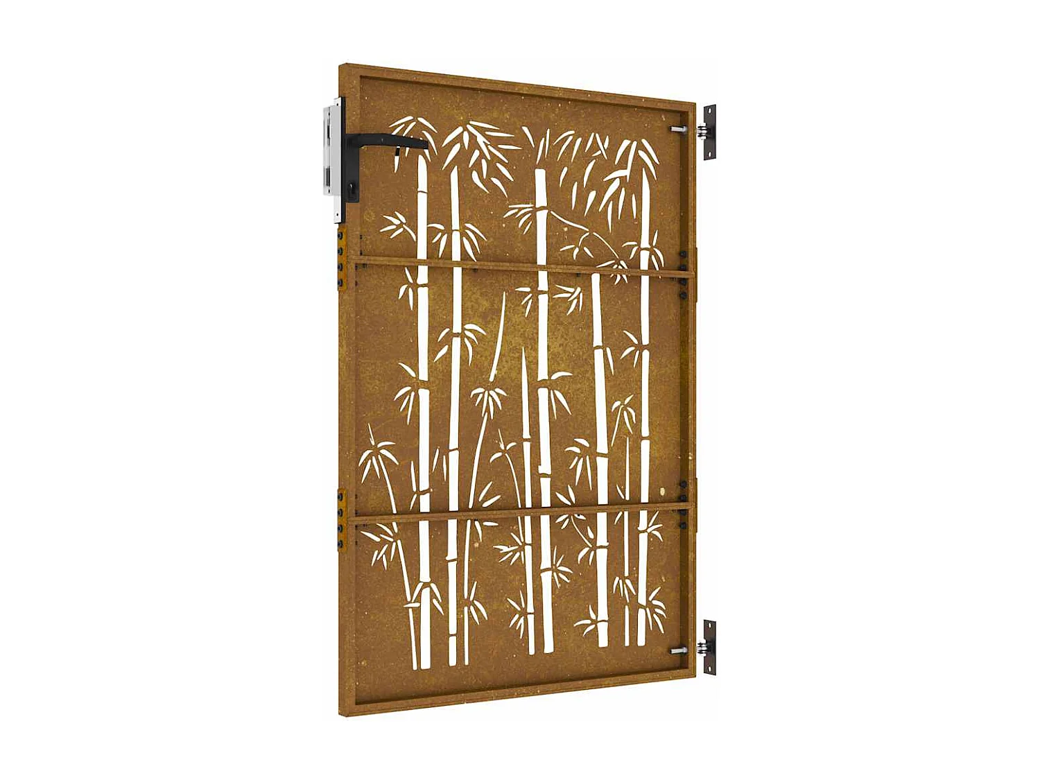 Portail de jardin 85x150 cm acier corten design de bambou