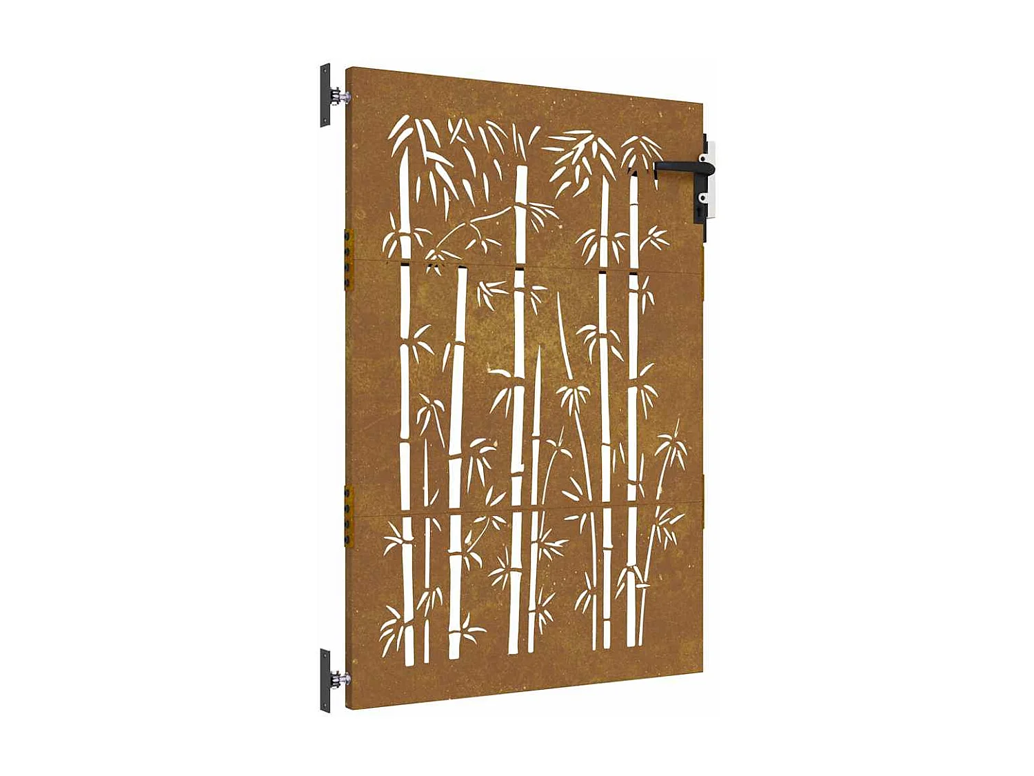 Cancello da giardino 85x150 cm acciaio corten design bambù