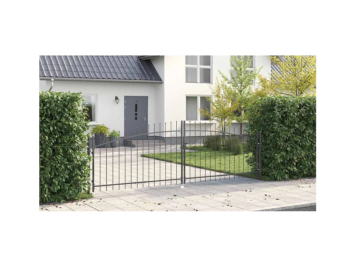 Porte de Jardin avec verrouillage Gris 100 x 400 cm Acier