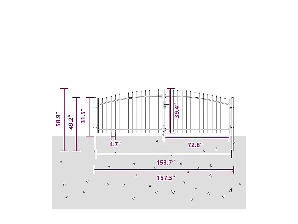 Porte de Jardin avec verrouillage Gris 100 x 400 cm Acier