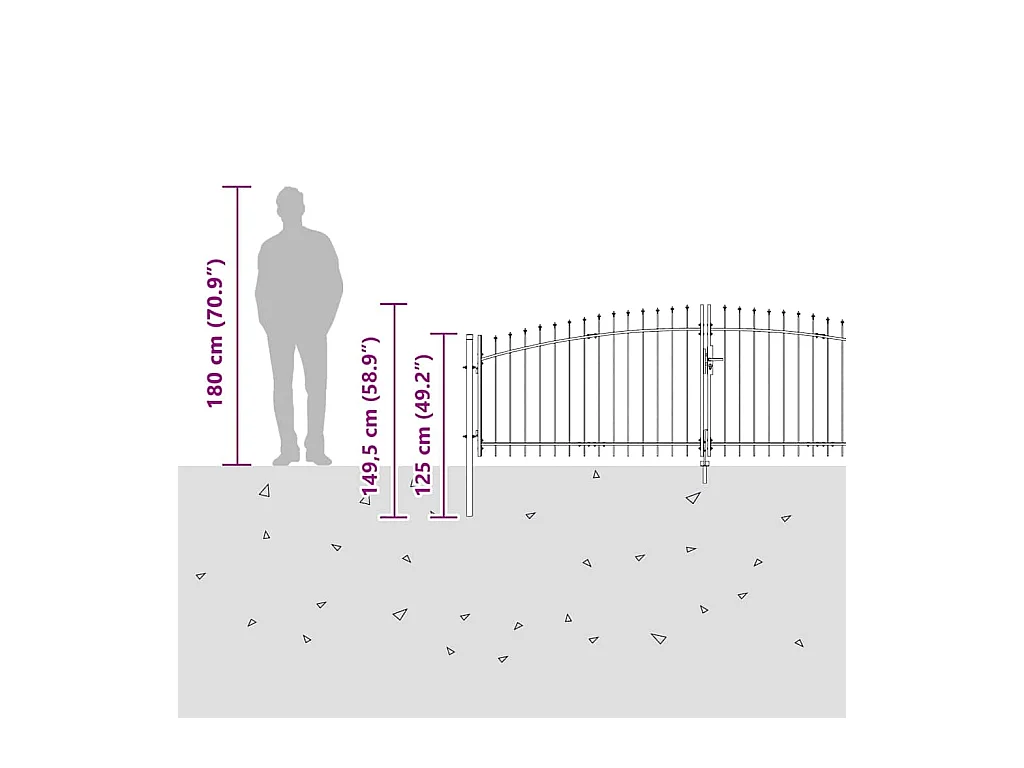 Porte de Jardin avec verrouillage Gris 100 x 400 cm Acier