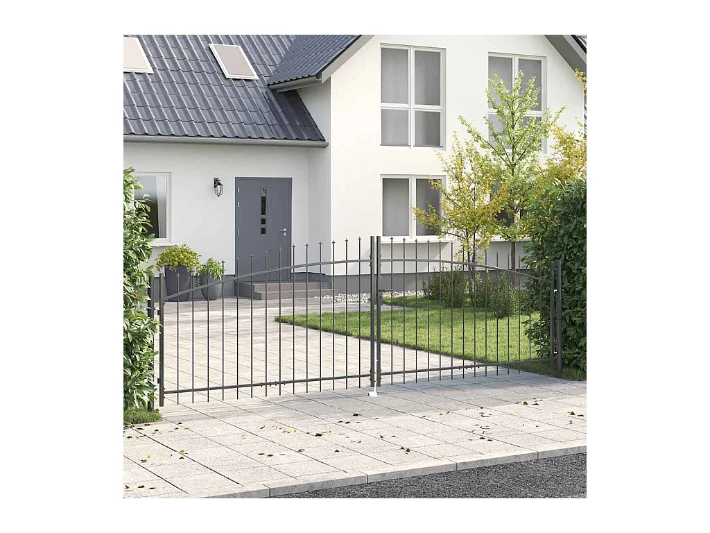 Tuinpoort met slot grijs 100 x 400 cm staal