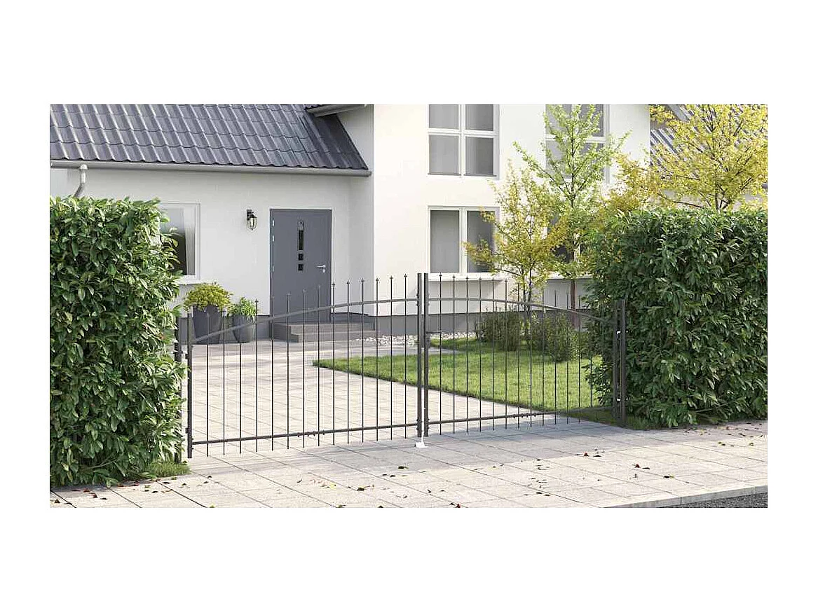 Tuinpoort met slot grijs 100 x 400 cm staal