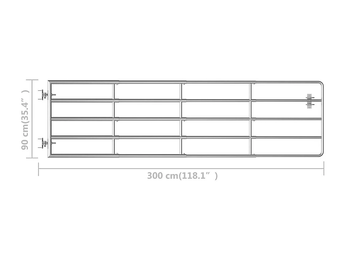 Portillon à 5 barres Acier (115-300)x90 cm Argenté