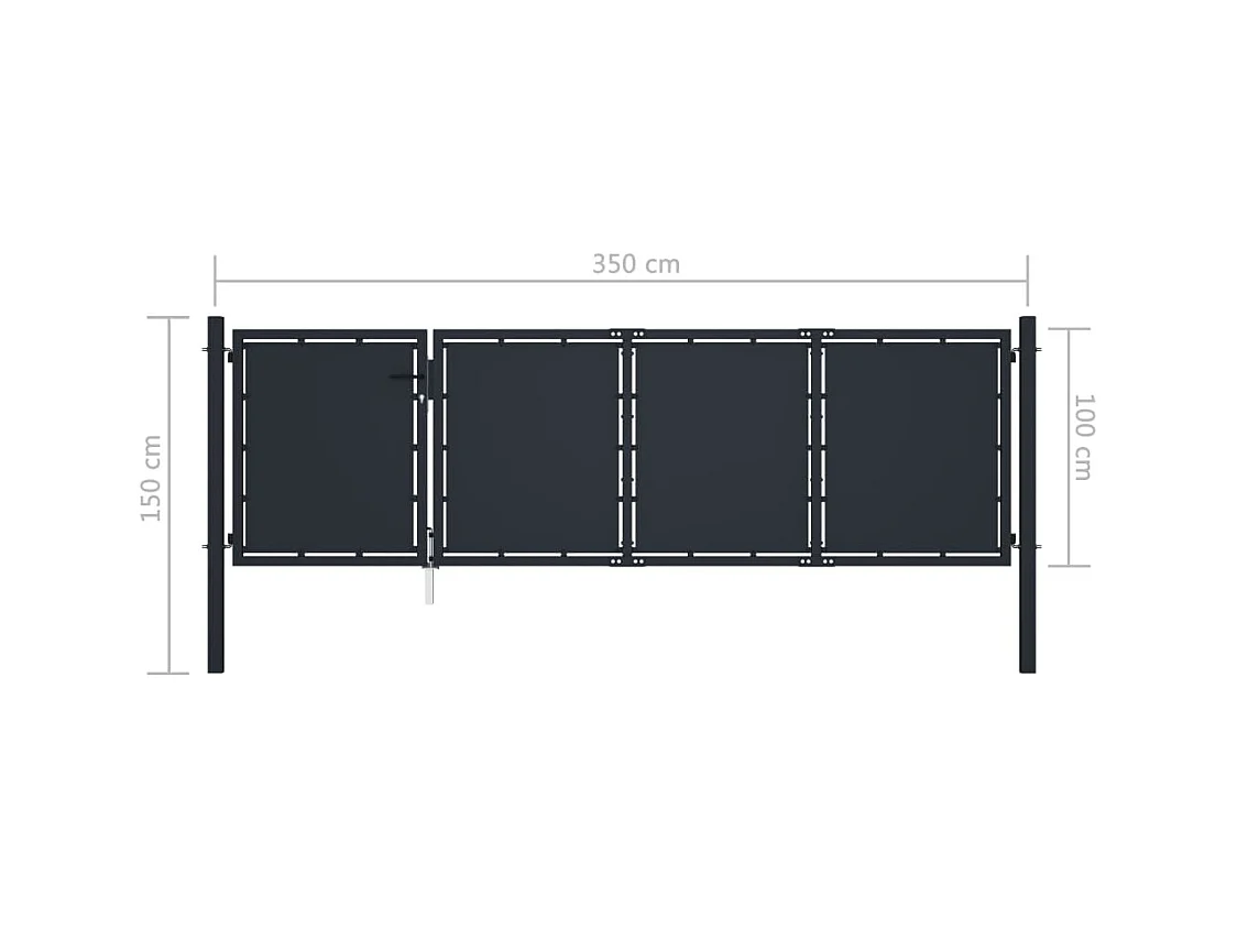 Portail de jardin Acier 350x100 cm Anthracite
