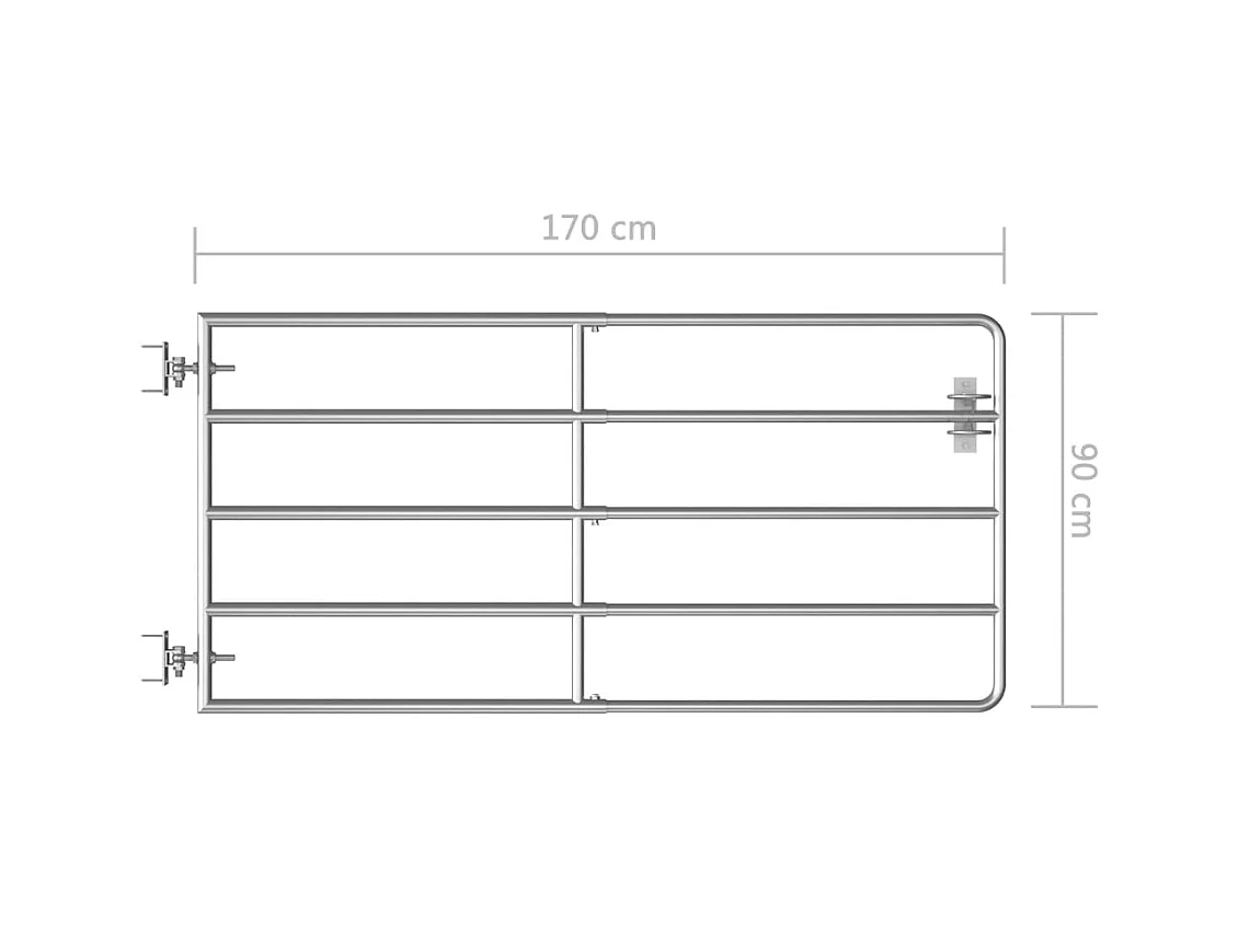 Puerta de 5 barras Acero (95-170)x90 cm Plata