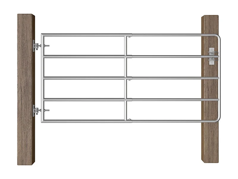 Portillon à 5 barres Acier (95-170)x90 cm Argenté