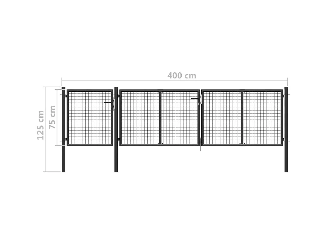 Tuinpoort Staal 400 x 75 cm Antraciet