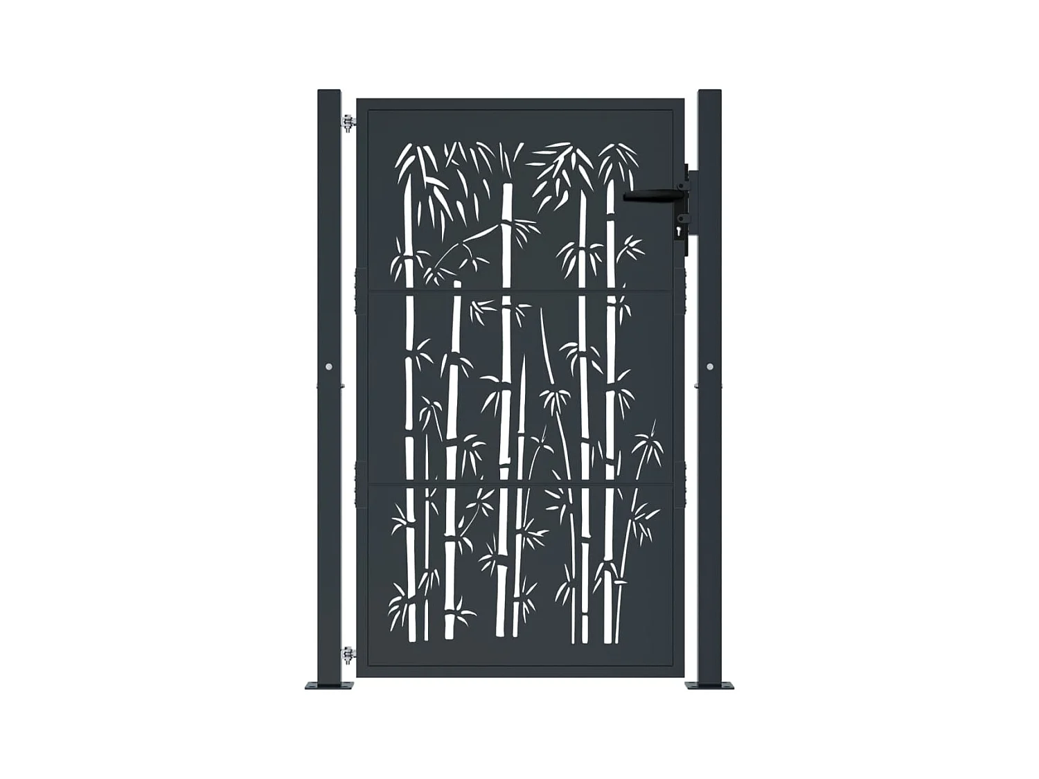 Antraciet tuinpoort 105x155 cm staal bamboe design
