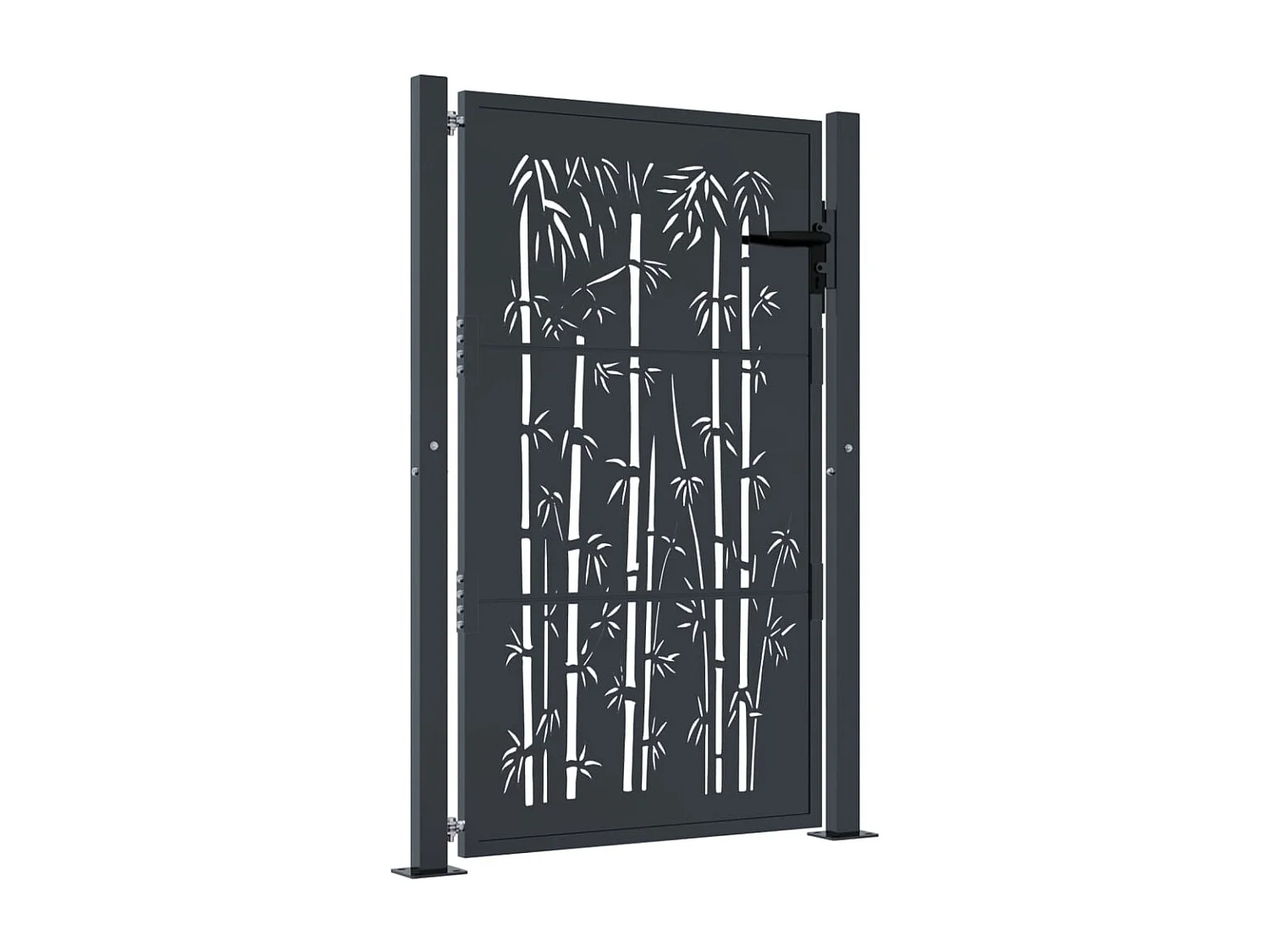 Cancello da giardino antracite 105x155 cm design acciaio bambù